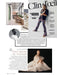 A collage of magazine elements featuring an article with text, a male portrait in black and white, a fashion model in colorful pants paired with the Billie Top by Noémiah, and a designer showcasing a flowing silk organza dress with lantern sleeves. The composition is complemented by snippets of furniture and decor.