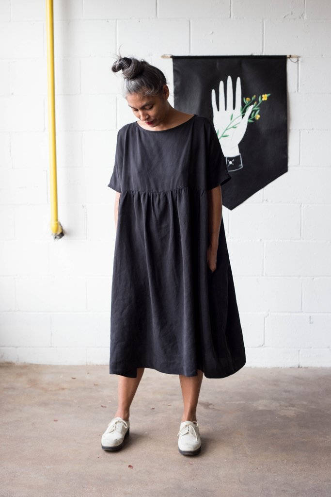 Robe classique Cécilia — lyocell noir